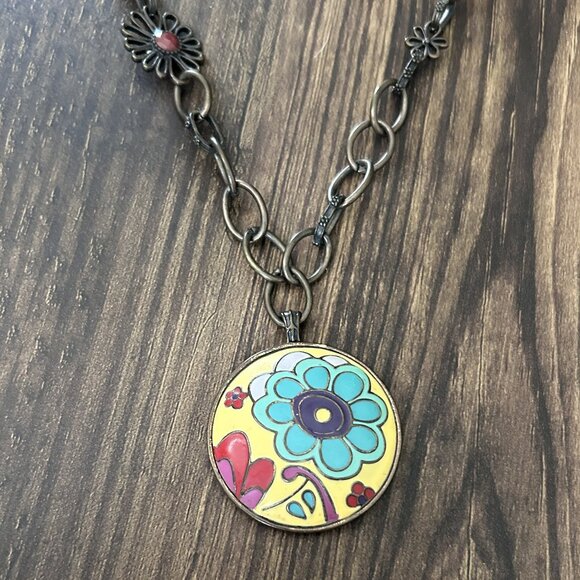 Large Flower Medallion Necklace ASO Alex Russo - Picture 4 of 10